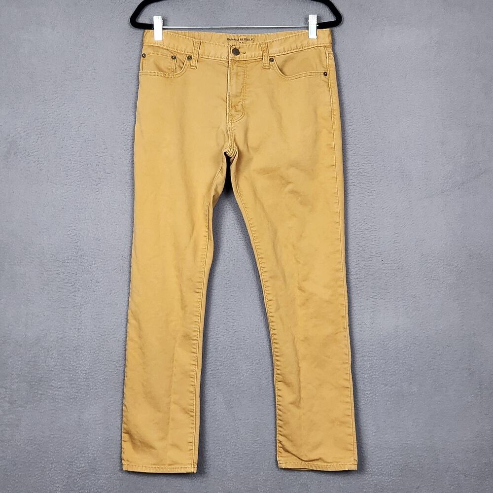 Banana Republic Travel Jean Jeans Mens 31x30 Tan Slim Straight Stretch Work